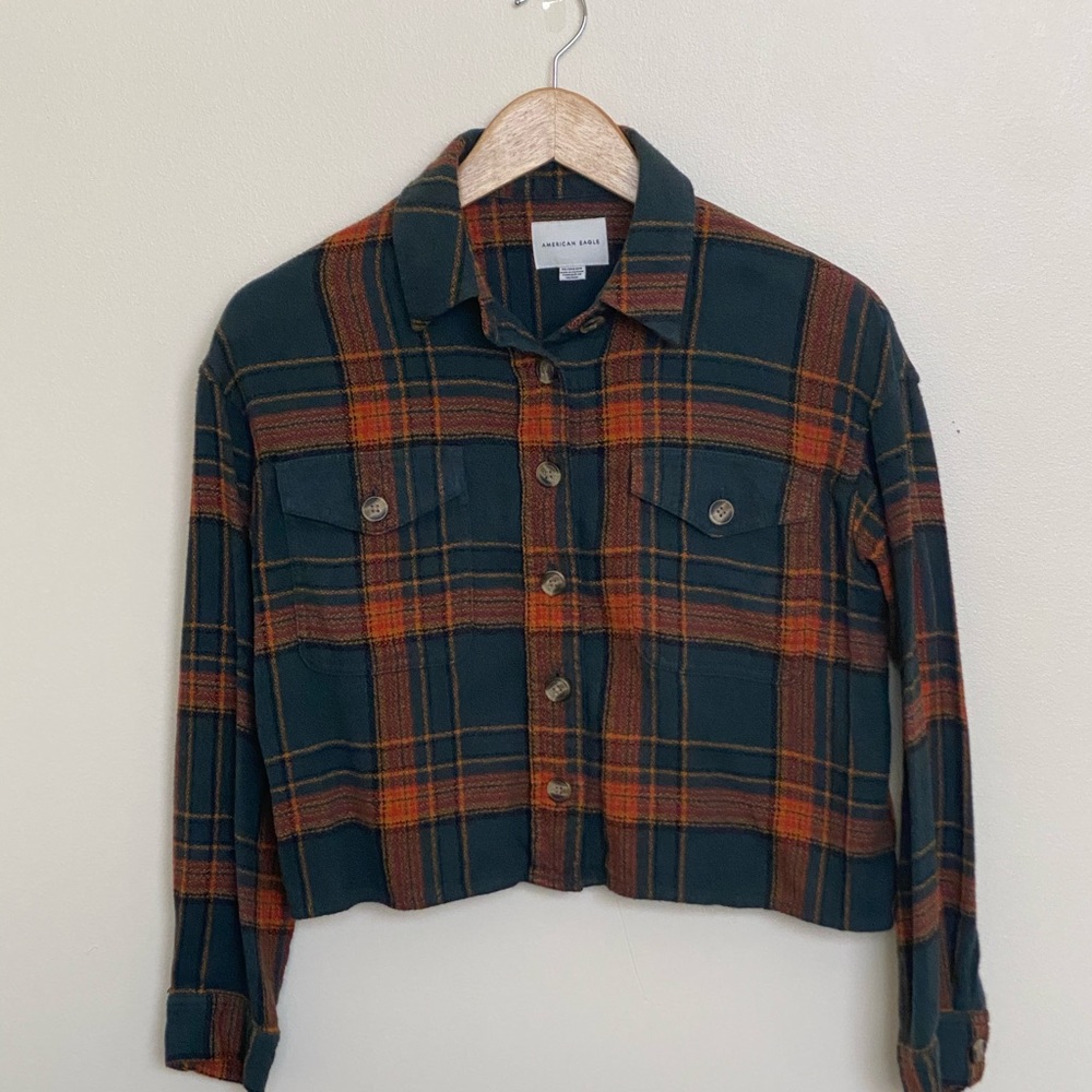 AE plaid cropped shirt